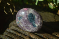 Polished Lepidolite with Pink Rubellite and Indicolite Galet-Palm Stones x 24 From Ambatondrazaka, Madagascar