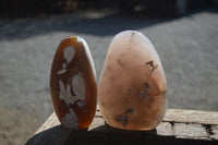 Polished Snow / Orca Agate Standing Free Forms x 4 From West Coast, Madagascar