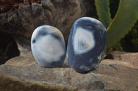 Polished Snow / Orca Agate Standing Free Forms x 4 From West Coast, Madagascar