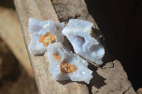 Natural Etched Blue Chalcedony Specimens with Pyrite x 35 From Nsanje, Malawi