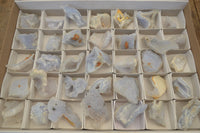 Natural Etched Blue Chalcedony Specimens with Pyrite x 35 From Nsanje, Malawi