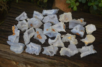 Natural Etched Blue Chalcedony Specimens with Pyrite x 35 From Nsanje, Malawi