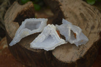 Natural Etched Blue Chalcedony Specimens with Pyrite x 35 From Nsanje, Malawi