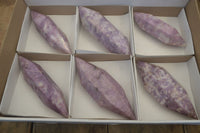 Polished Double Terminated Lepidolite Points x 6 From Zimbabwe