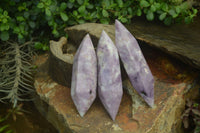 Polished Double Terminated Lepidolite Points x 6 From Zimbabwe