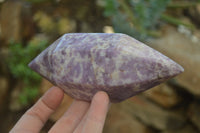 Polished Double Terminated Lepidolite Points x 6 From Zimbabwe