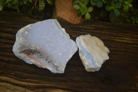 Natural Crystalline Blue Lace Agate Plates x 2 From Namibia