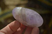 Polished Chevron Amethyst Galet-Palm Stones x 12 from Madagascar