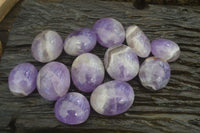 Polished Chevron Amethyst Galet-Palm Stones x 12 from Madagascar