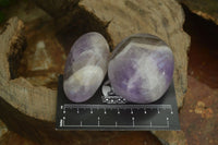 Polished Chevron Amethyst Galet-Palm Stones x 12 from Madagascar