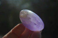 Polished Chevron Amethyst Galet-Palm Stones x 12 from Madagascar