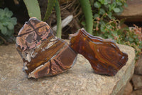 Polished On One Side Nguni Jasper x 2 From Prieska, South Africa