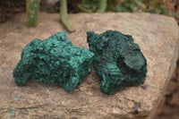 Natural Silky Malachite Specimens x 2 From Kasompe, Congo