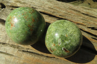 Polished Chrysoprase Spheres x 6 From Ambatondrazaka, Madagascar