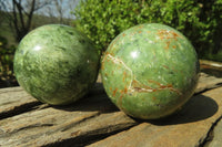 Polished Chrysoprase Spheres x 6 From Ambatondrazaka, Madagascar