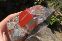 Polished Bloodstone With Pyrite Crystal x 1 From Swaziland