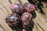 Polished Rhodonite Gemstone Eggs x 4 From Ambindavato, Madagascar