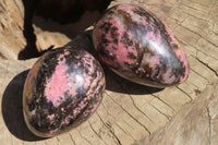 Polished Rhodonite Gemstone Eggs x 4 From Ambindavato, Madagascar