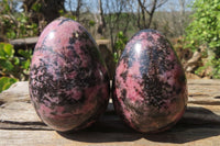 Polished Rhodonite Gemstone Eggs x 4 From Ambindavato, Madagascar