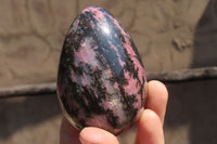 Polished Rhodonite Gemstone Eggs x 4 From Ambindavato, Madagascar