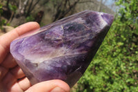 Polished Smokey Chevron Amethyst Points x 2 From Zambia