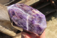 Polished Smokey Chevron Amethyst Points x 2 From Zambia