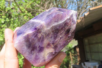 Polished Smokey Chevron Amethyst Points x 2 From Zambia