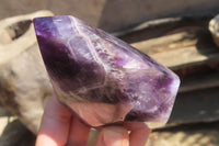 Polished Smokey Chevron Amethyst Points x 2 From Zambia