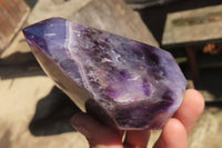 Polished Smokey Chevron Amethyst Points x 2 From Zambia