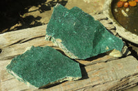 Natural Crystalline Malachite Specimens x 2 From Congo