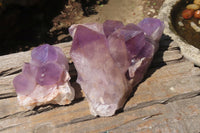 Natural Jacaranda Amethyst Clusters x 2 From Zambia