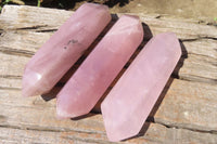 Polished Double Terminated Rose Quartz Points x 2 From Madagascar