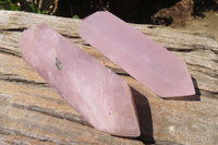 Polished Double Terminated Rose Quartz Points x 2 From Madagascar