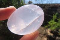 Polished Girasol Rose Quartz Palm Stones x 12 From Madagascar