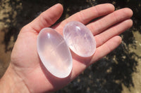 Polished Girasol Rose Quartz Palm Stones x 12 From Madagascar