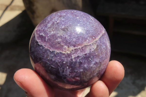 Polished Lepidolite with Pink Rubellite Spheres x 6 From Ambatondrazaka, Madagascar