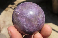 Polished Lepidolite with Pink Rubellite Spheres x 6 From Ambatondrazaka, Madagascar