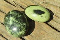 Polished Leopard Stone Palm Stones x 12 From Nyanga, Zimbabwe