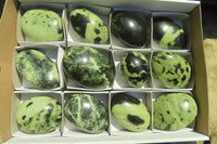 Polished Leopard Stone Palm Stones x 12 From Nyanga, Zimbabwe