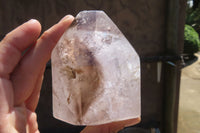 Polished Smokey Window Quartz Crystals x 3 From Madagascar