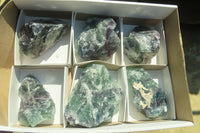 Natural Watermelon Fluorite Cobbed Specimens x 6 From Uis, Namibia