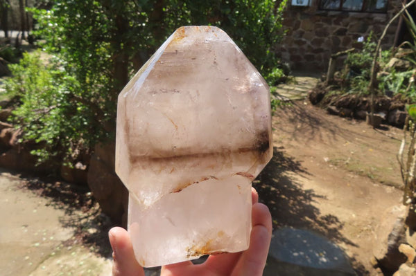 Polished Smokey Window Quartz Sceptre Crystal x 1 From Madagascar