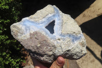 Natural Blue Lace Agate Geode Specimens x 2 From Nsanje, Malawi