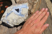 Natural Blue Lace Agate Geode Specimens x 2 From Nsanje, Malawi