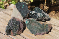 Natural Libethenite Crystals On Dolomite Matrix Specimens x 4 From Shituru, Congo