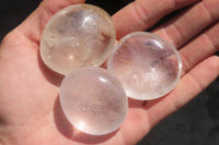 Polished Rock Crystal Quartz Palm Stones x 12 From Madagascar