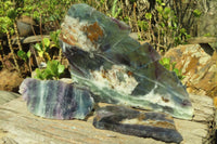 Polished Watermelon Fluorite Slices x 3 From Uis, Namibia