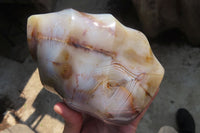 Polished Banded Agate Flame Sculpture x 1 From Madagascar