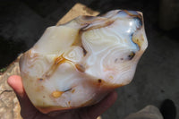 Polished Banded Agate Flame Sculpture x 1 From Madagascar