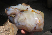 Polished Banded Agate Flame Sculpture x 1 From Madagascar